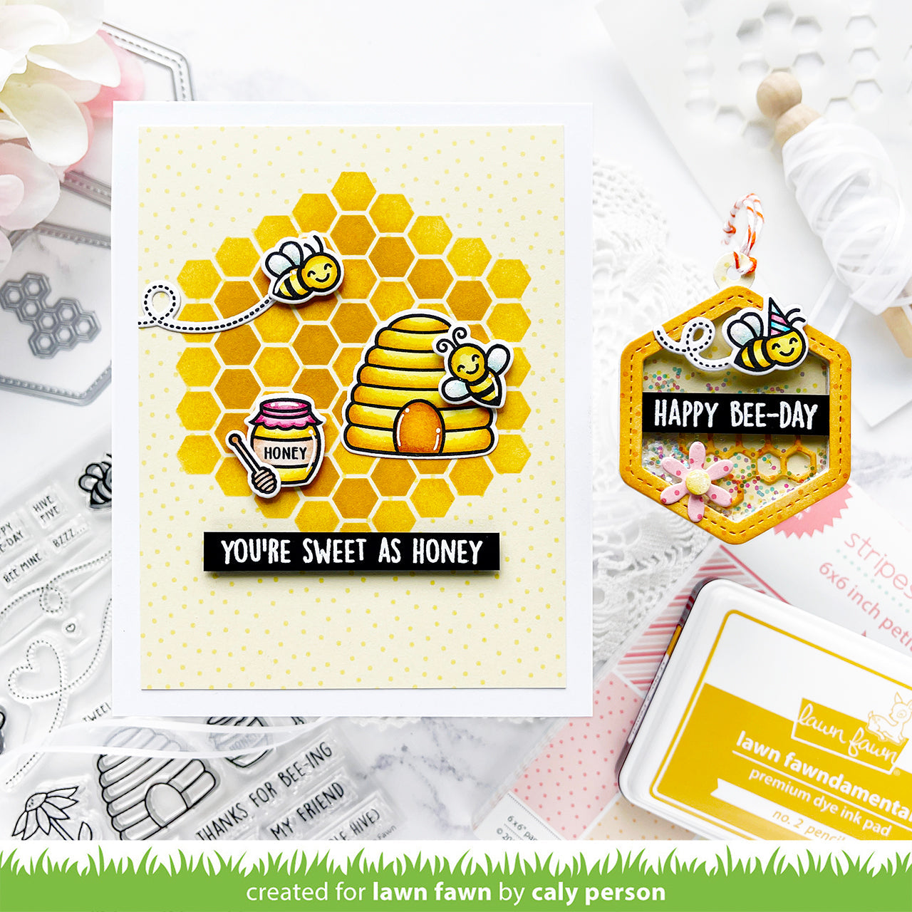 Lawn Fawn - Honeycomb Shaker Gift Tag