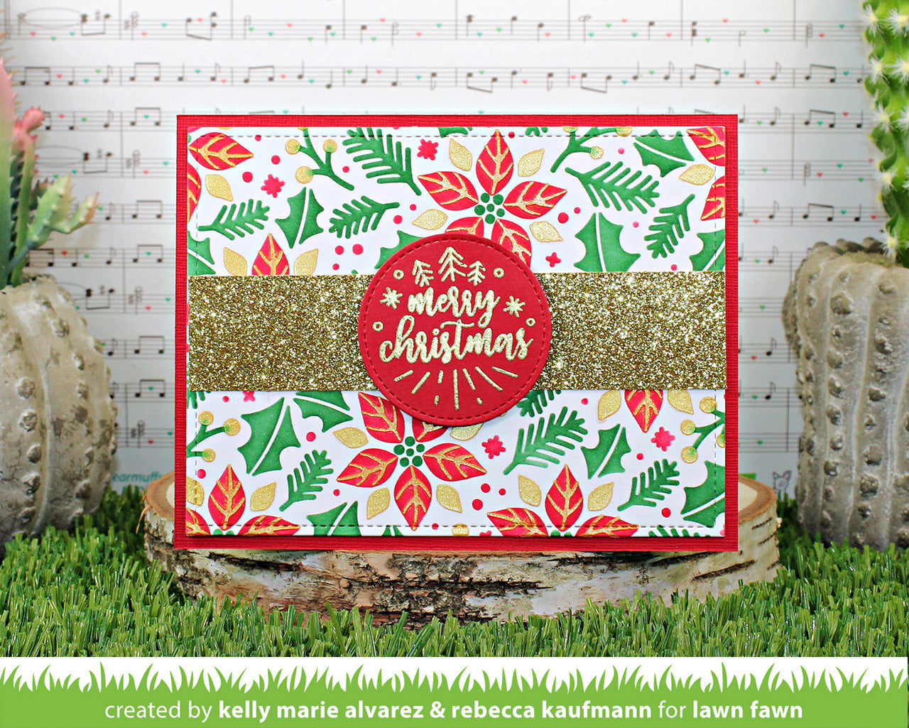 Lawn Fawn - Poinsettia Background Stencils (3pcs)