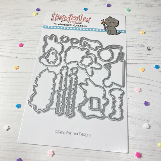 Time For Tea Designs - Blooming Bunnies Coordinating Die Set