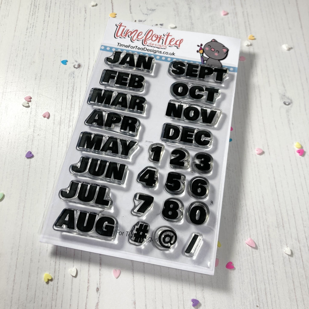 Time For Tea Designs - Solid Month & Numbers Clear Stamps