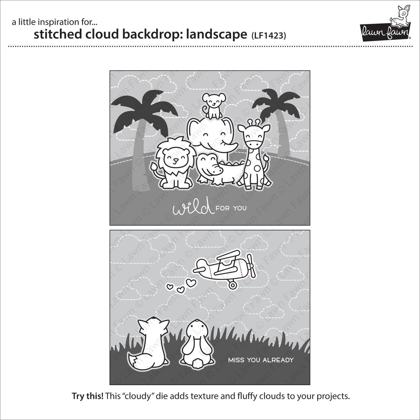 Lawn Fawn - Stitched Cloud Backdrop: Landscape