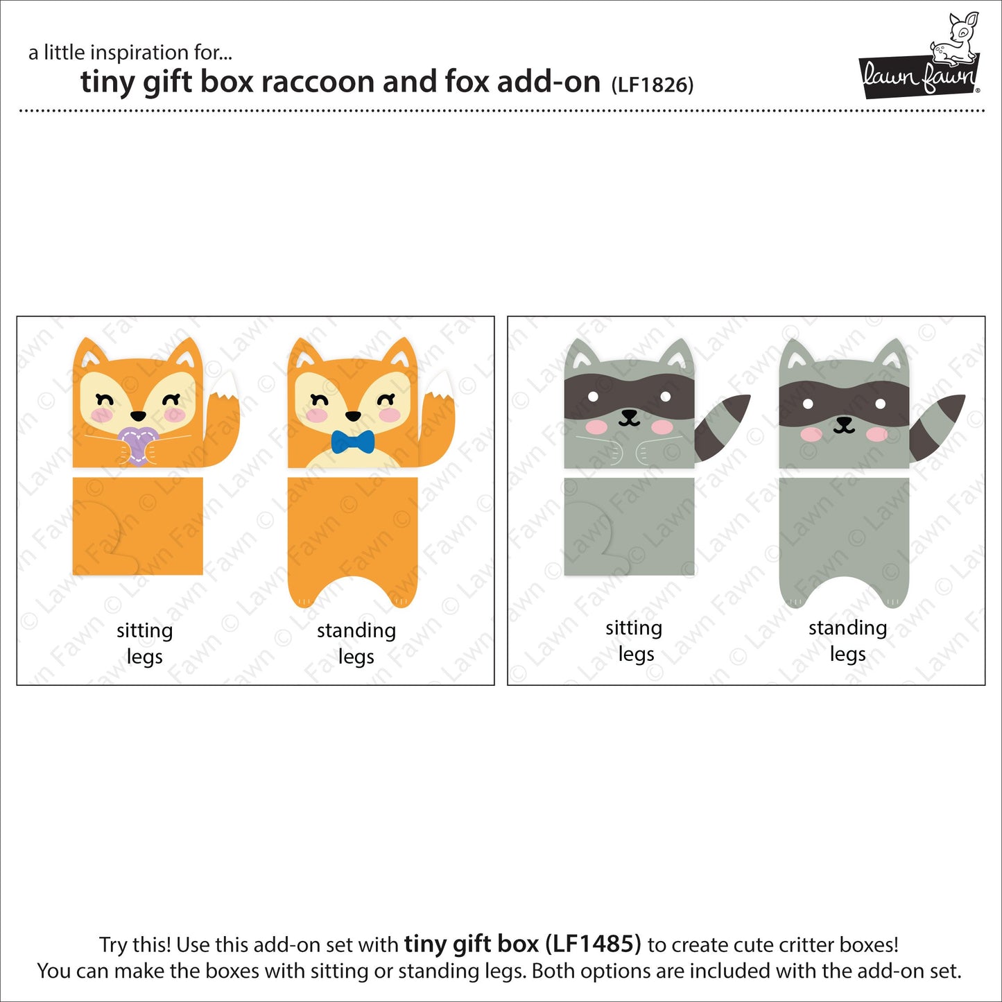 Lawn Fawn - Tiny Gift Box Raccoon And Fox Add-On