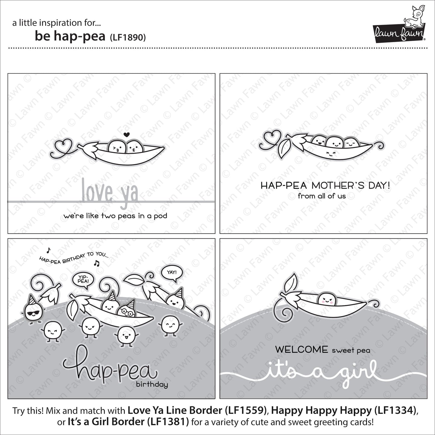 Lawn Fawn - Be Hap-Pea