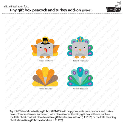 Lawn Fawn - Tiny Gift Box Peacock And Turkey Add-On