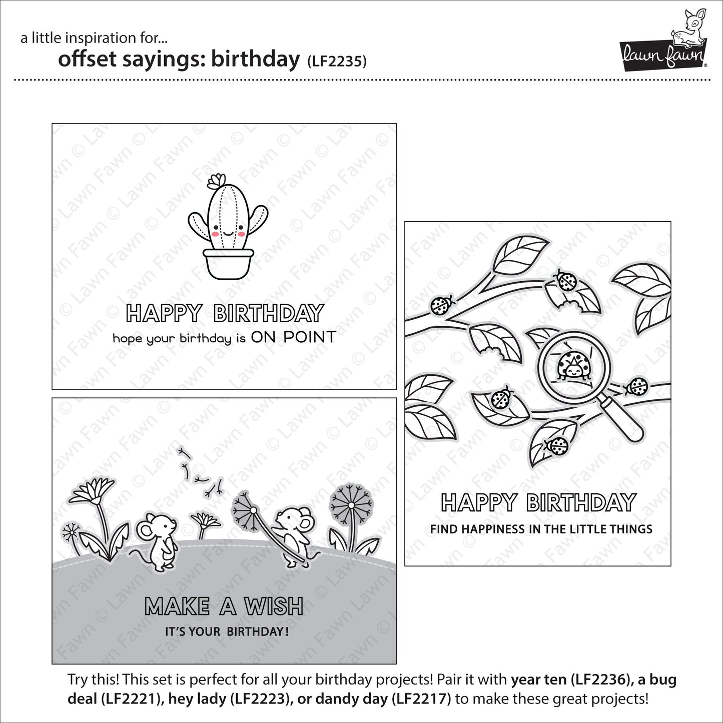Lawn Fawn - Offset Sayings: Birthday