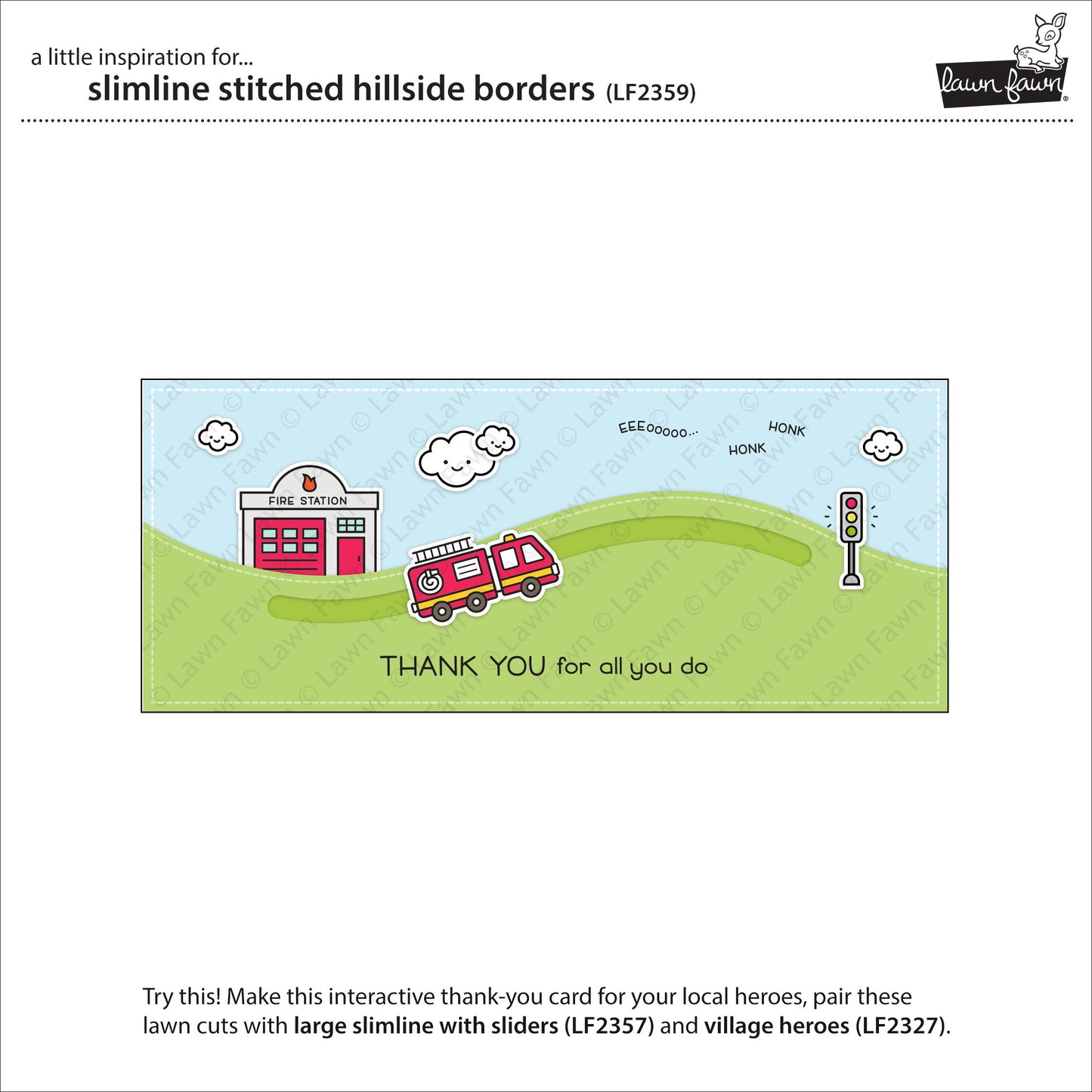 Lawn Fawn - Slimline Stitched Hillside Borders