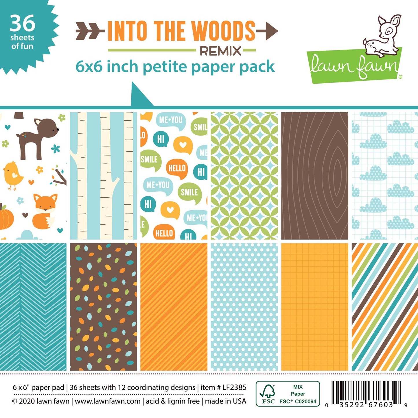 Lawn Fawn - Into The Woods Remix - Petite Paper Pack 6x6"