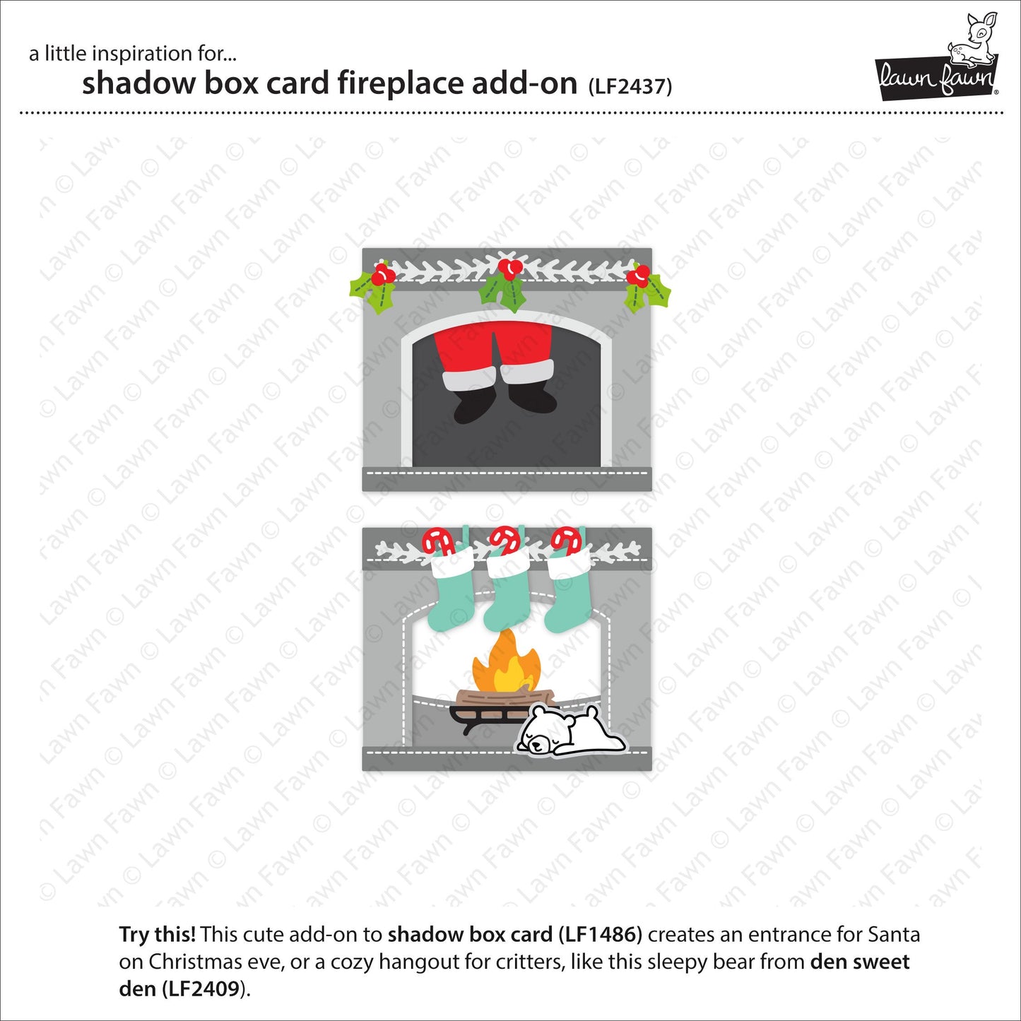 Lawn Fawn - Shadow Box Card Fireplace Add-On