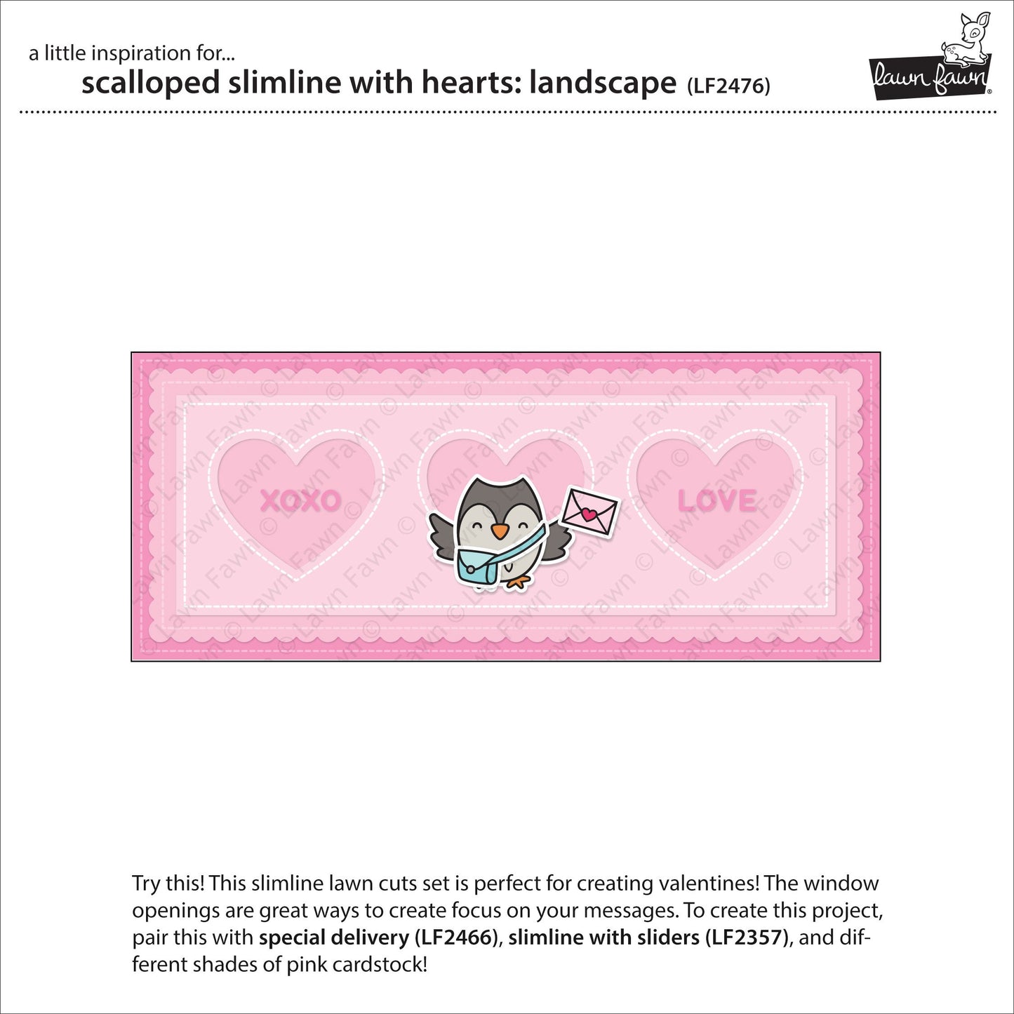 Lawn Fawn - Scalloped Slimline With Hearts: Landscape