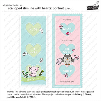 Lawn Fawn - Scalloped Slimline With Hearts: Portrait