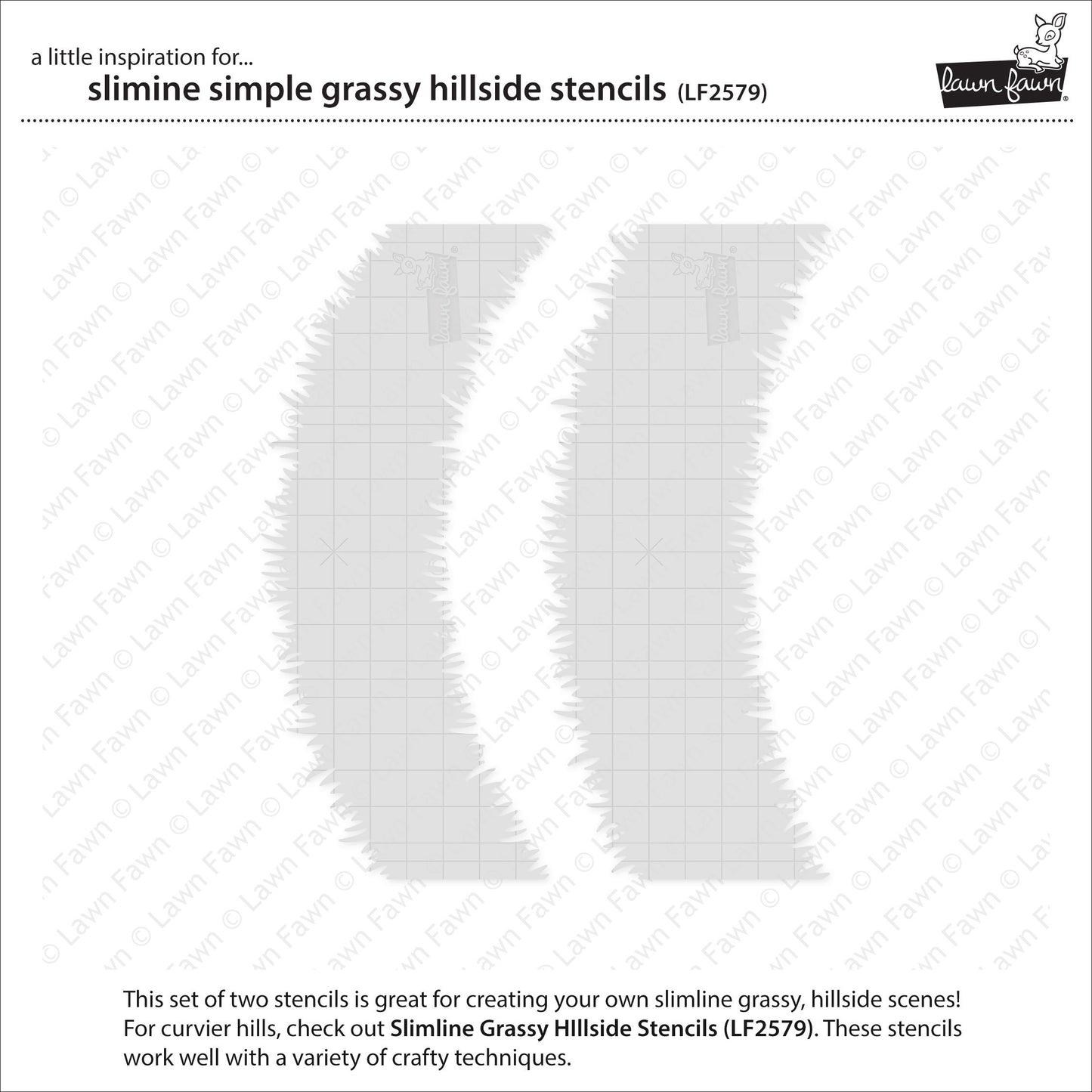 Lawn Fawn - Slimline Simple Grassy Hillside Stencils