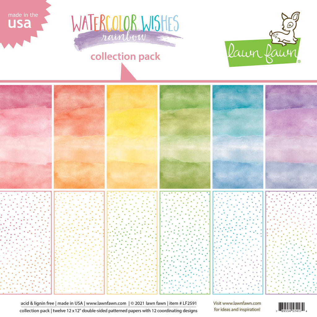 Lawn Fawn - Watercolor Wishes Rainbow - Collection Pack 12x12"