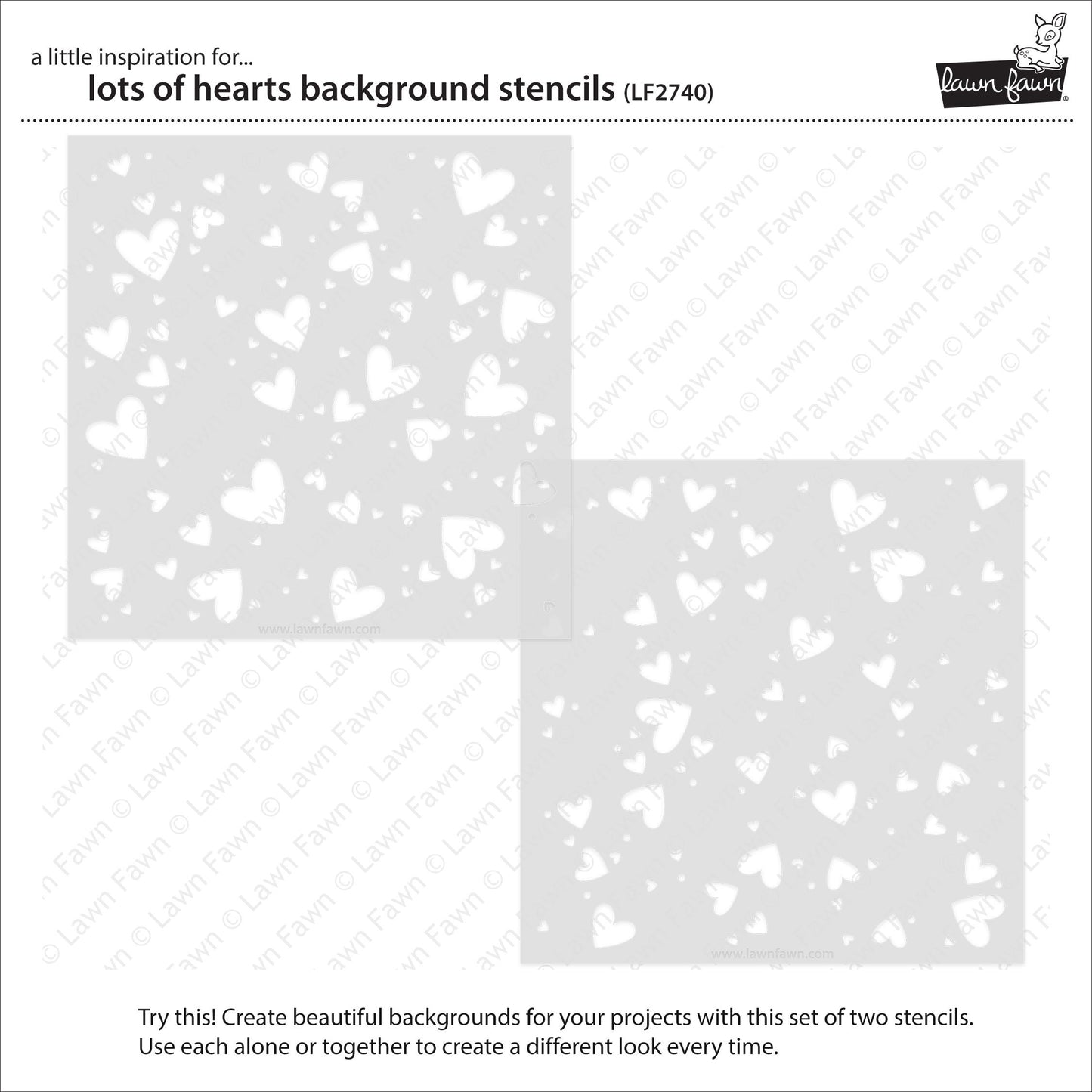 Lawn Fawn - Lots Of Hearts Background Stencils (2pcs)