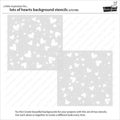 Lawn Fawn - Lots Of Hearts Background Stencils (2pcs)