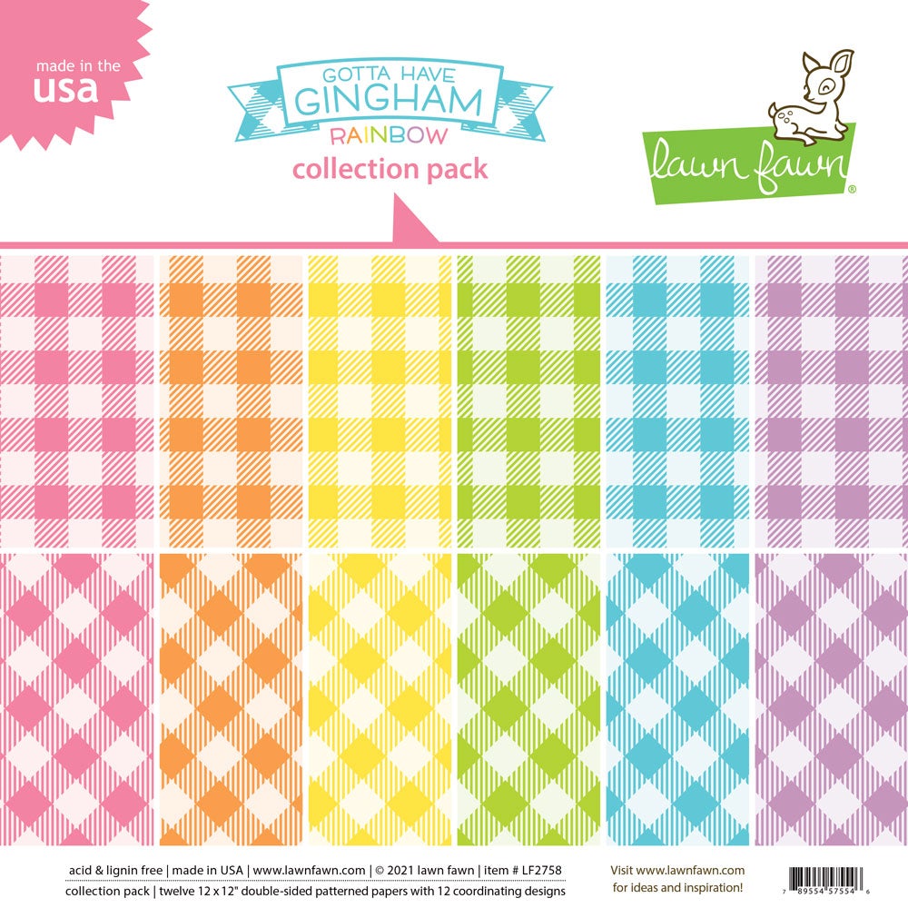 Lawn Fawn - Gotta Have Gingham Rainbow Collection Pack 12x12"