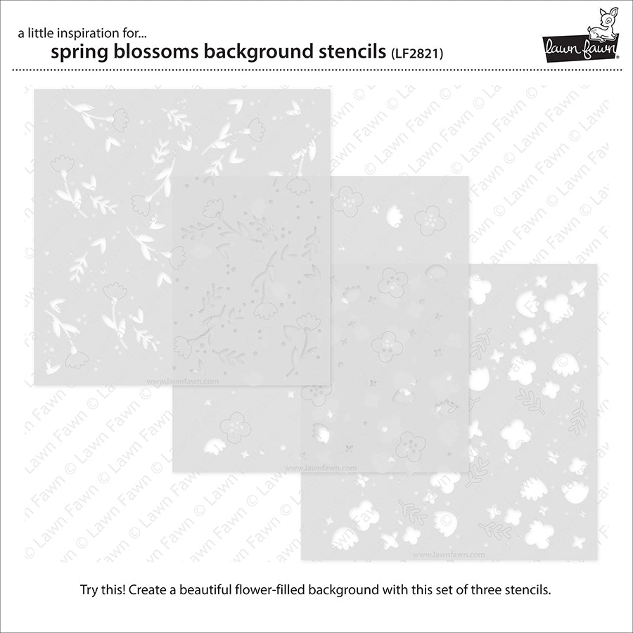 Lawn Fawn - Spring Blossoms Background Stencils (3pcs)