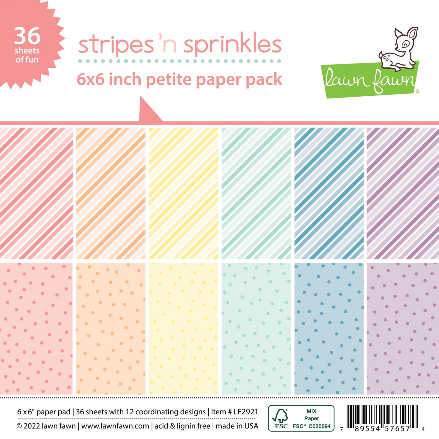 Lawn Fawn - Stripes 'N Sprinkles - Petite Paper Pack 6x6"
