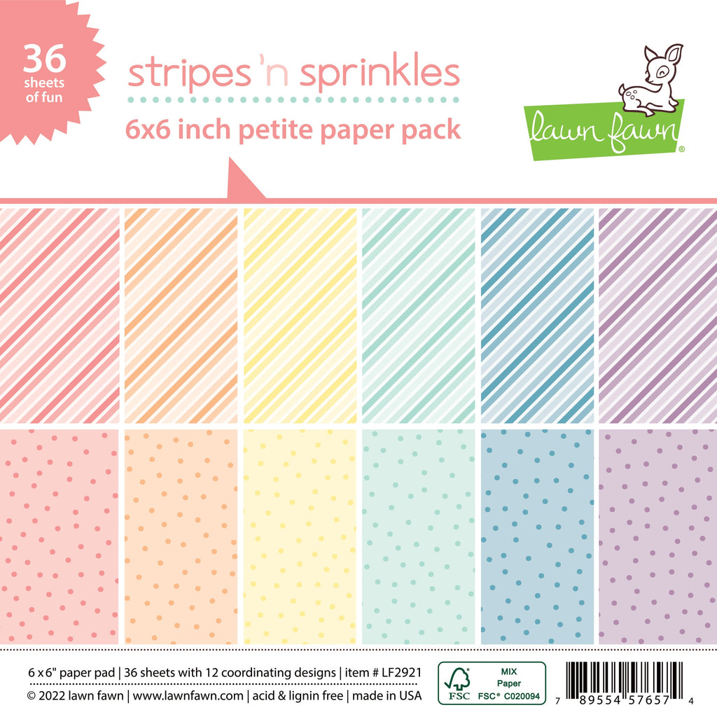 Lawn Fawn - Stripes 'N Sprinkles - Petite Paper Pack 6x6"