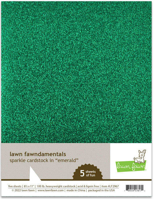 Lawn Fawn - Sparkle Cardstock - Emerald (5 sheets)
