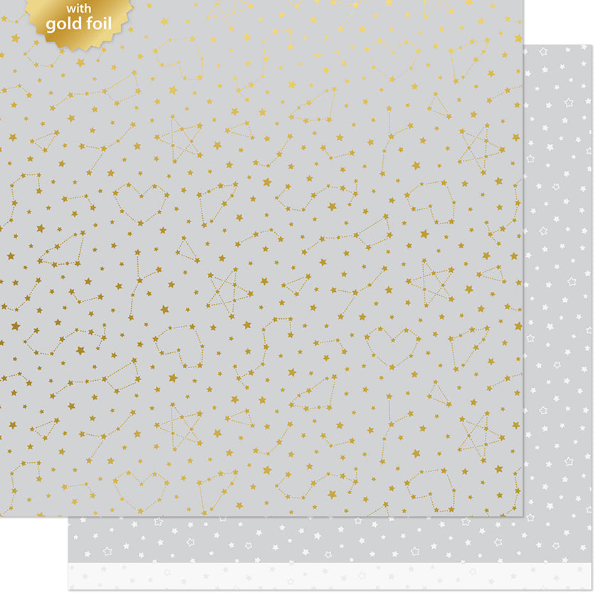 Lawn Fawn - Let It Shine Starry Skies - Twinkling Grey 12x12"
