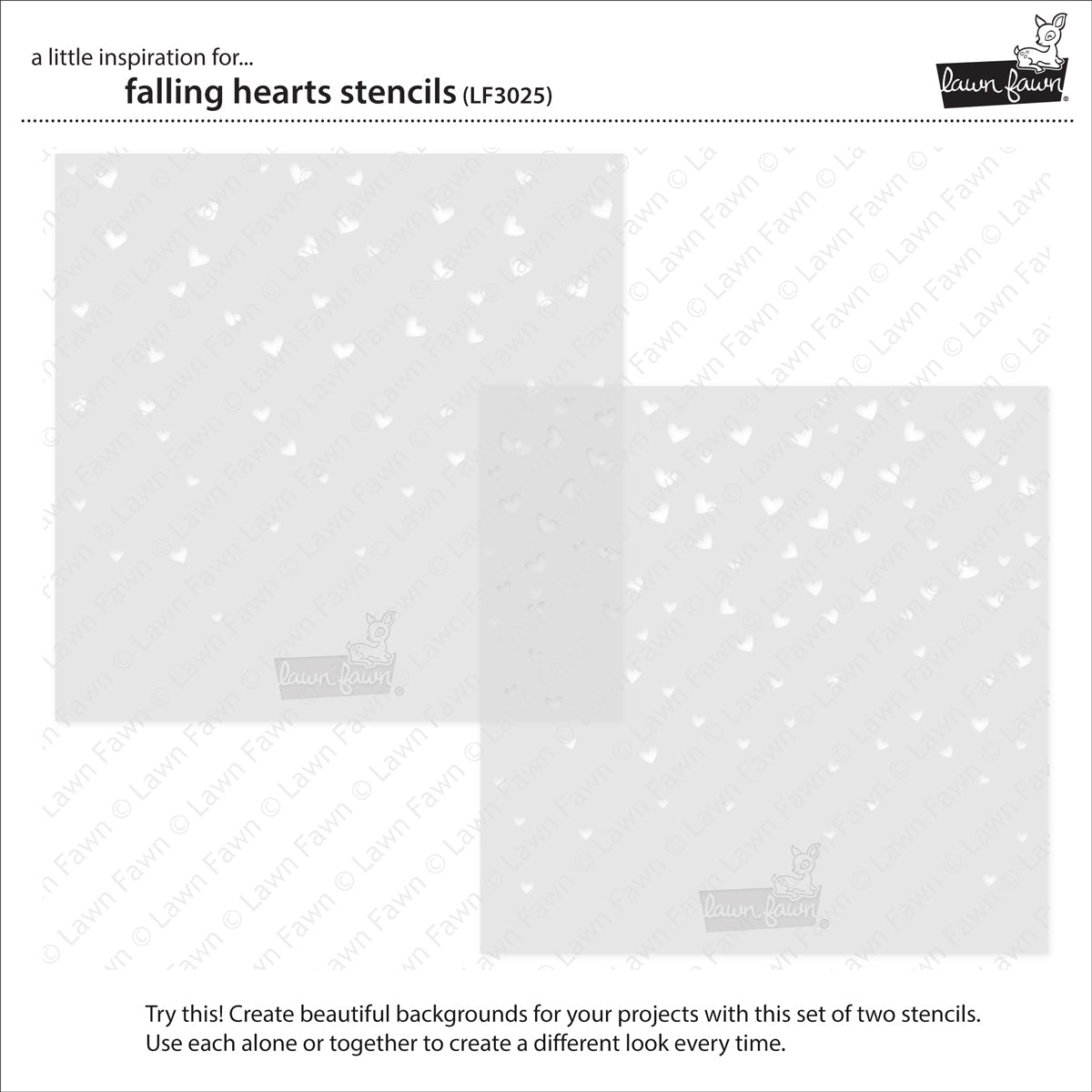 Lawn Fawn - Falling Hearts Stencils (2pcs)