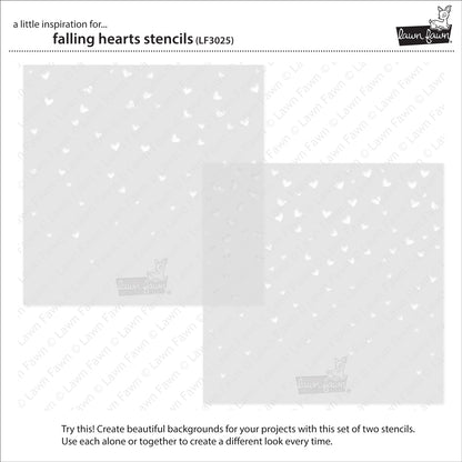 Lawn Fawn - Falling Hearts Stencils (2pcs)