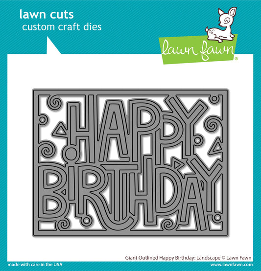 Lawn Fawn - Giant Outlined Happy Birthday: Landscape