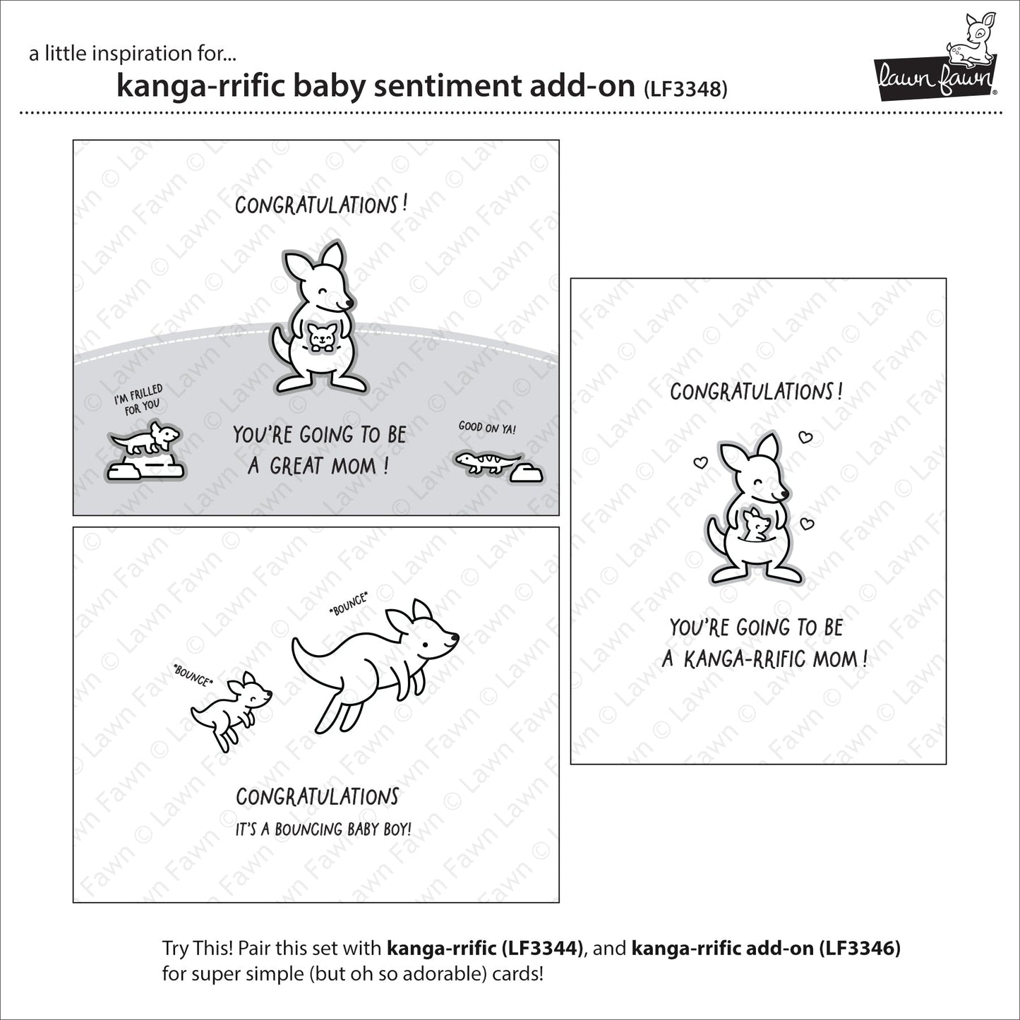 Lawn Fawn - Kanga-Rrific Baby Sentiment Add-On