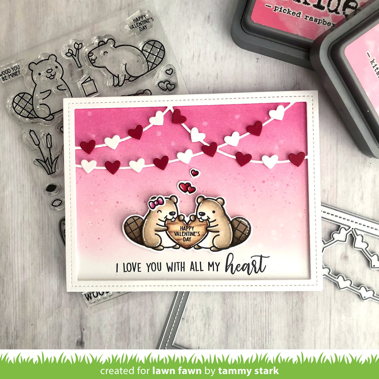 Lawn Fawn - Heart Garland Backdrop: Landscape