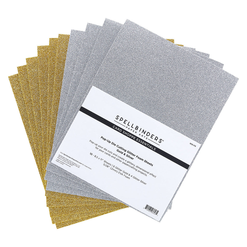 Spellbinders - Pop-Up Die Cutting Glitter Foam Sheets - Gold & Silver