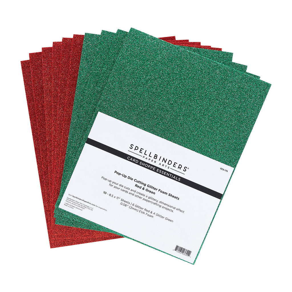 Spellbinders - Pop-Up Die Cutting Glitter Foam Sheets - Red & Green