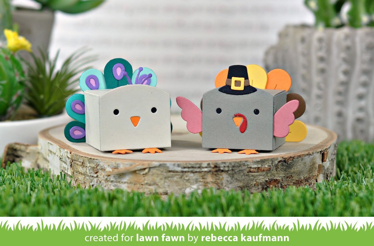 Lawn Fawn - Tiny Gift Box Peacock And Turkey Add-On