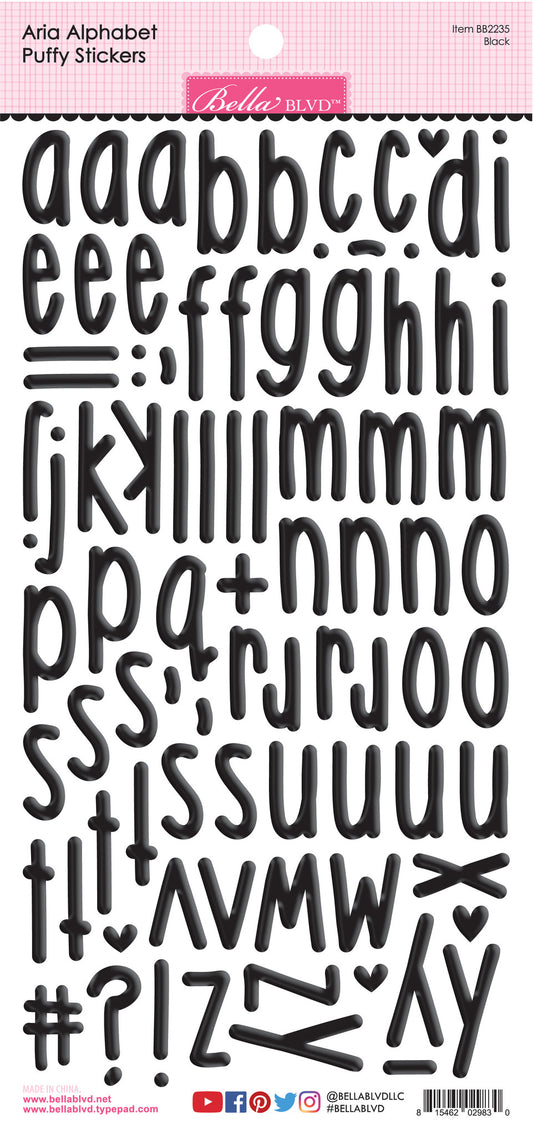 Bella BLVD - Black Aria Alpha Puffy Stickers