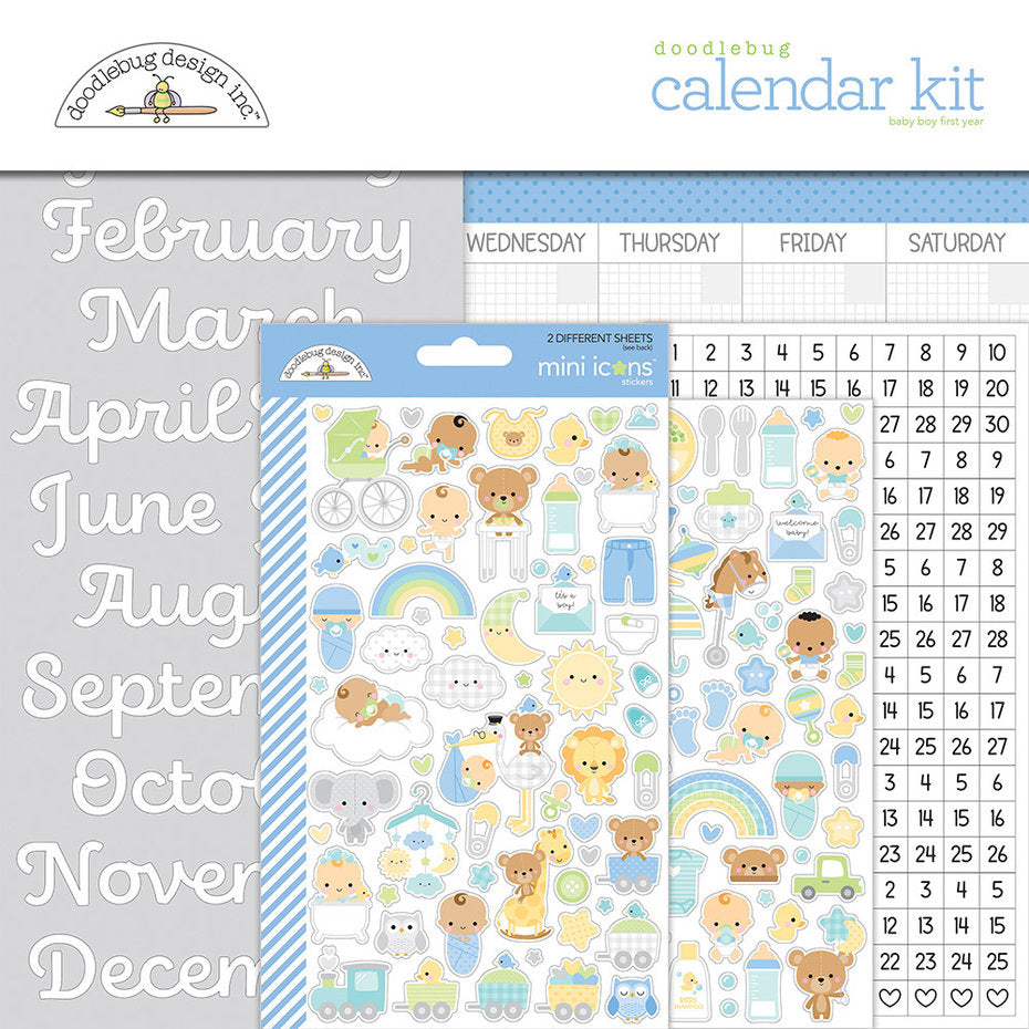 Doodlebug Design - Baby Boy First Year Calendar Kit