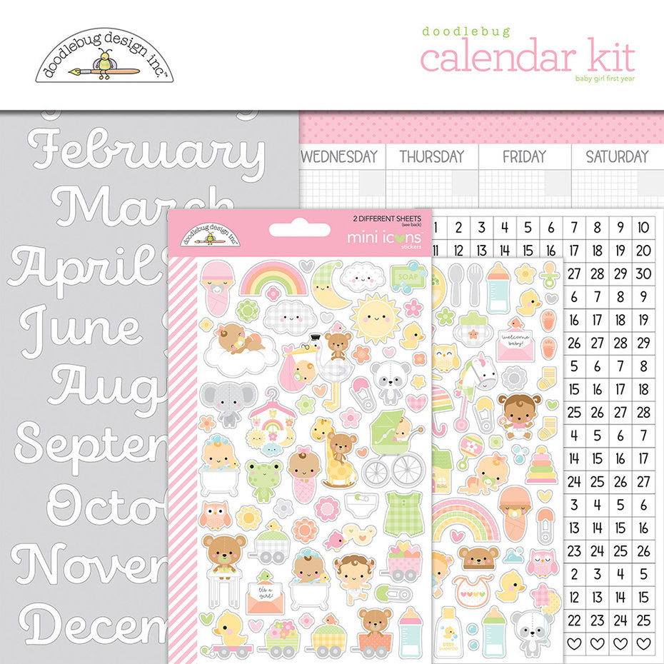 Doodlebug Design - Baby Girl First Year Calendar Kit