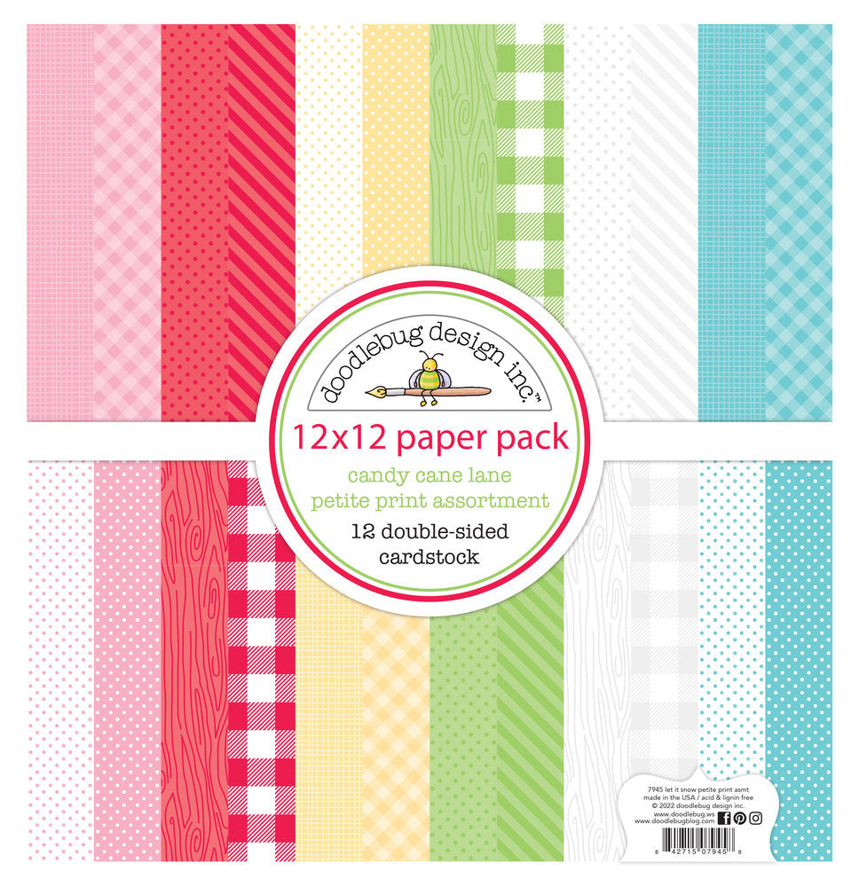 Doodlebug Design - Candy Cane Lane 12x12 Inch Petite Prints Paper Pack