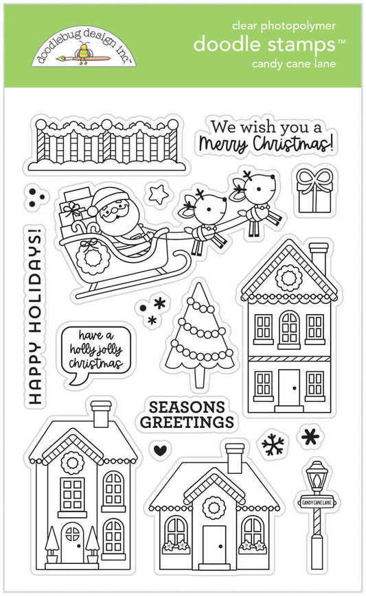 SET DEAL: Doodlebug Design - Candy Cane Lane Doodle Stamps + Metal Dies