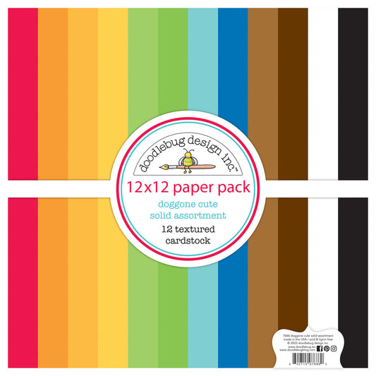 Doodlebug Design - Doggone Cute 12x12 Inch Textured Cardstock Assortment Pack