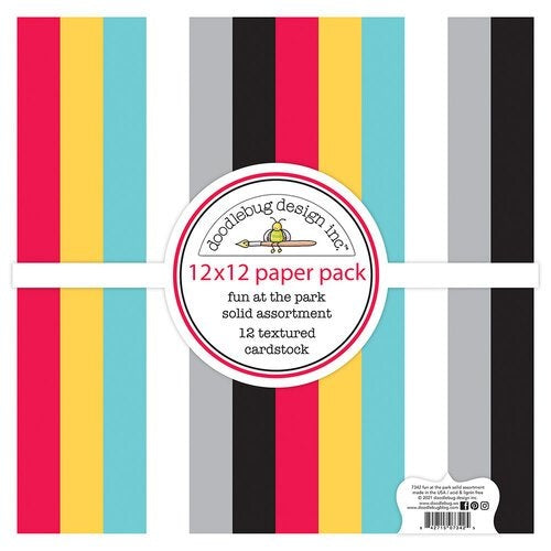 Doodlebug Design - Fun at the Park Textured Cardstock Solid Paper Pack 12x12"