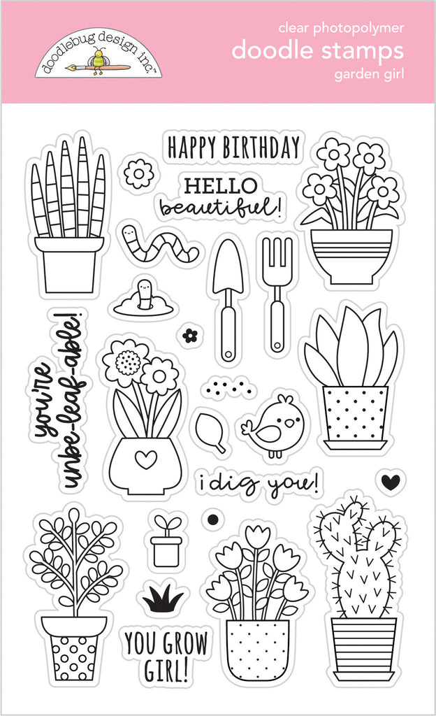 Doodlebug Design - Garden Girl Doodle Stamps