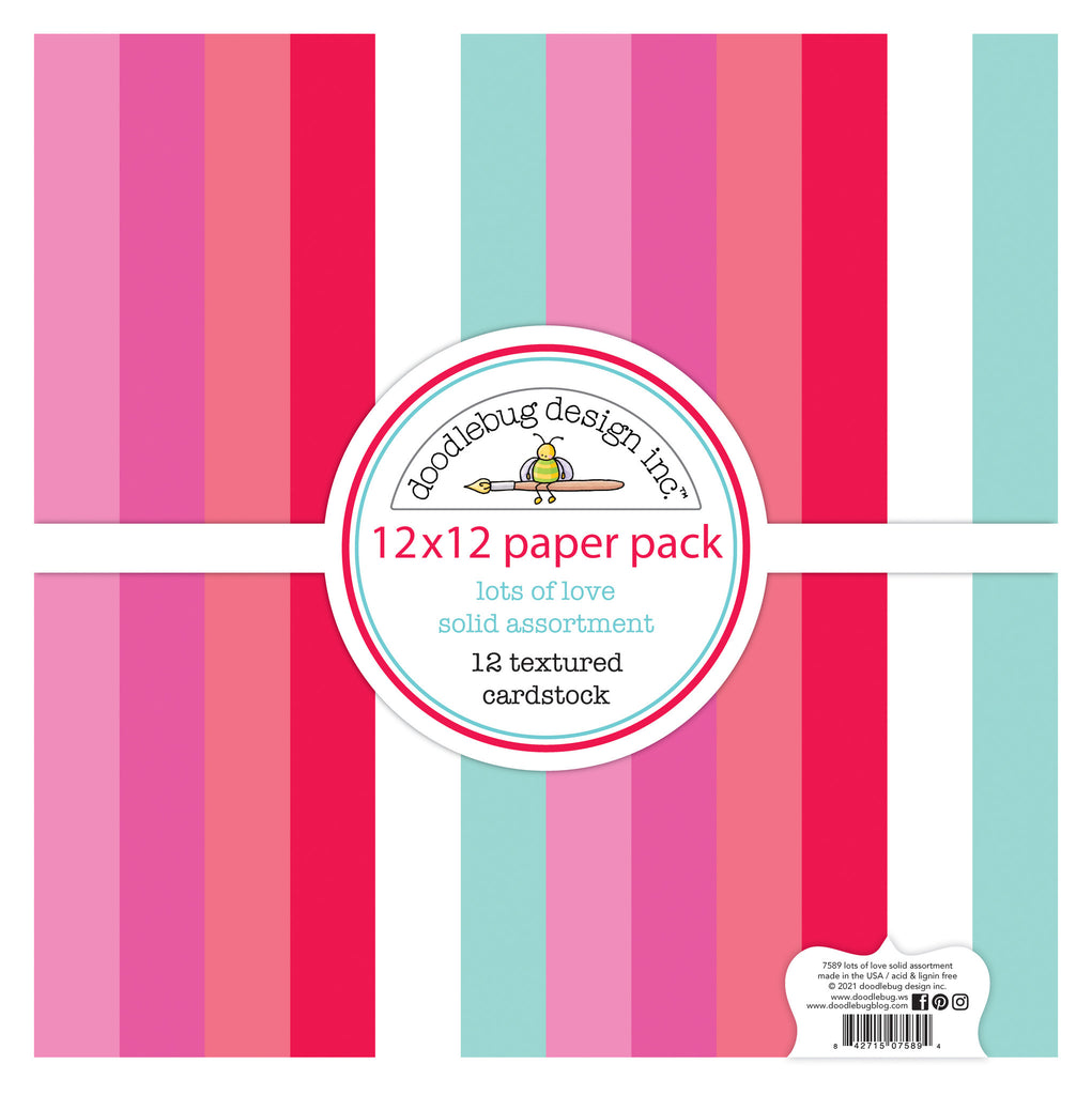 Doodlebug Design - Lots of Love Textured Cardstock Solid Paper Pack 12x12"