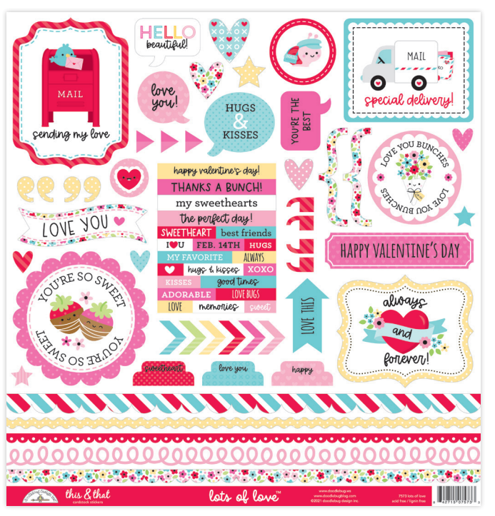 Doodlebug Design - Lots of Love This & That Stickers 12x12"