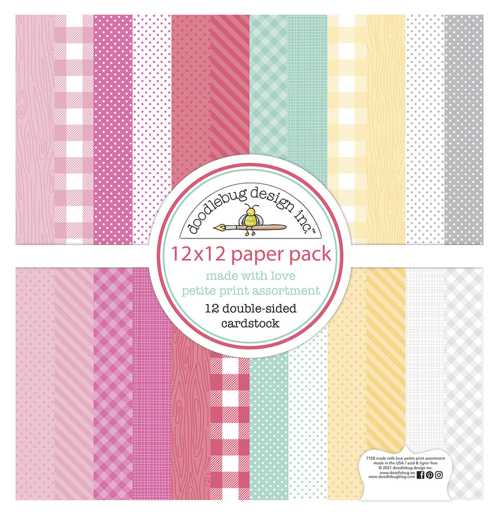 Doodlebug Design - Made With Love Petite Print Paper Pack 12x12"