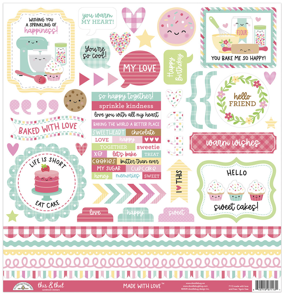 Doodlebug Design - Made With Love This & That Sticker 12x12"