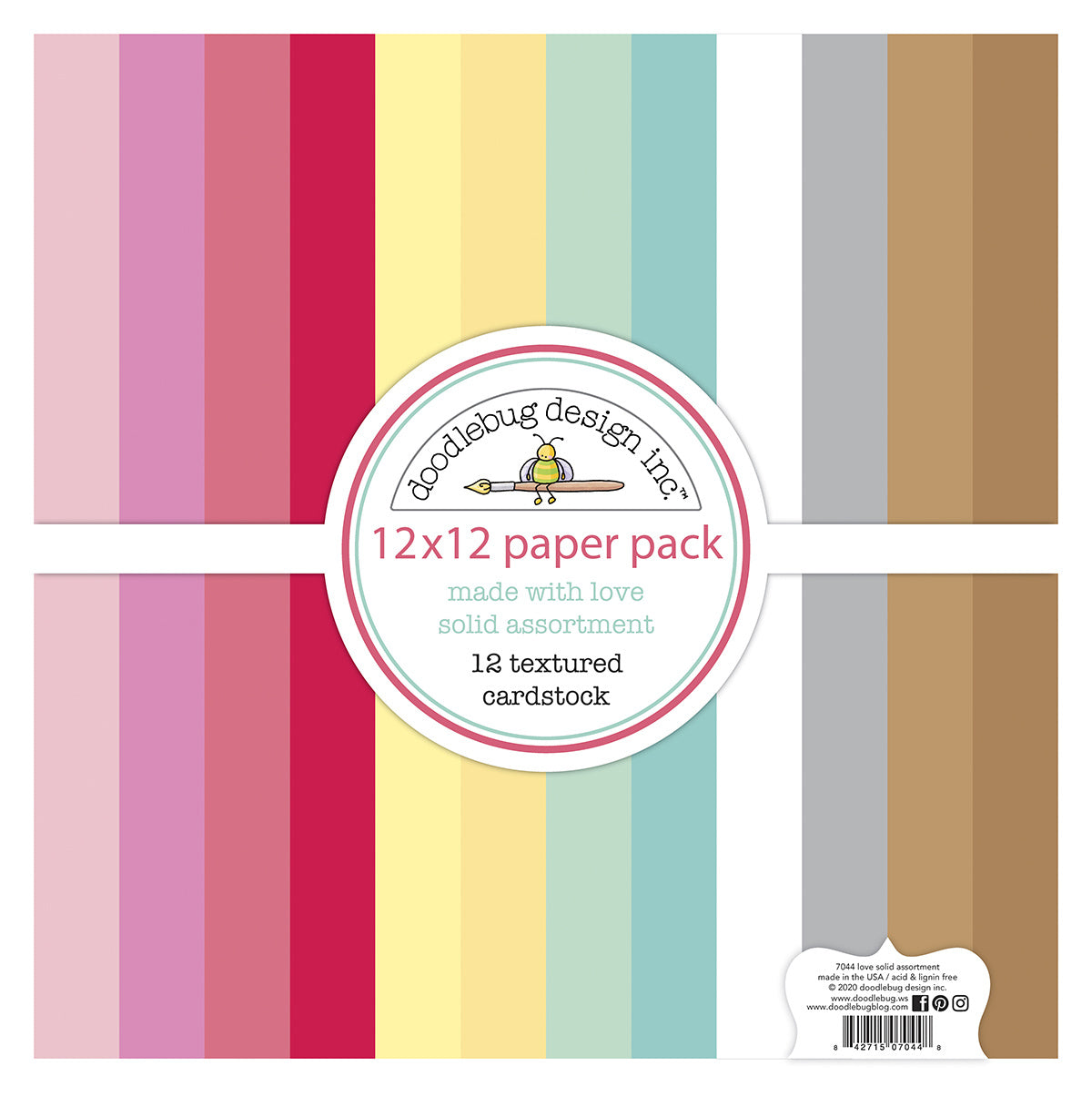 Doodlebug Design - Made With Love Textured Cardstock Paper Pack 12x12"