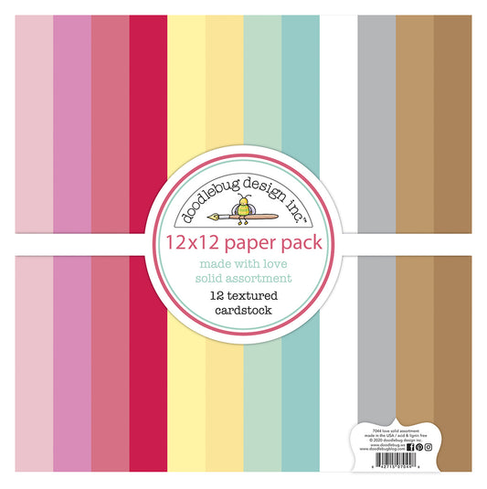 Doodlebug Design - Made With Love Textured Cardstock Paper Pack 12x12"