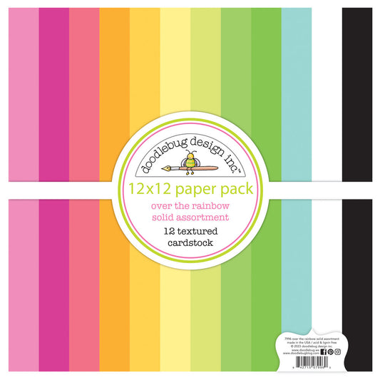 Doodlebug Design - Over The Rainbow 12x12 Inch Textured Cardstock Assortment Pack