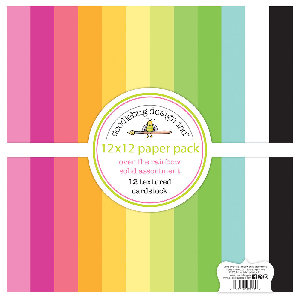 Doodlebug Design - Over The Rainbow 12x12 Inch Textured Cardstock Assortment Pack