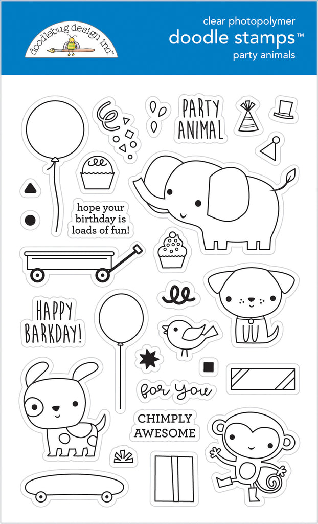 Doodlebug Design - Party Animals - Boy Doodle Stamps