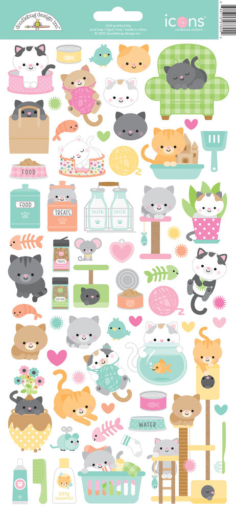 Doodlebug Design - Pretty Kitty Icons Stickers